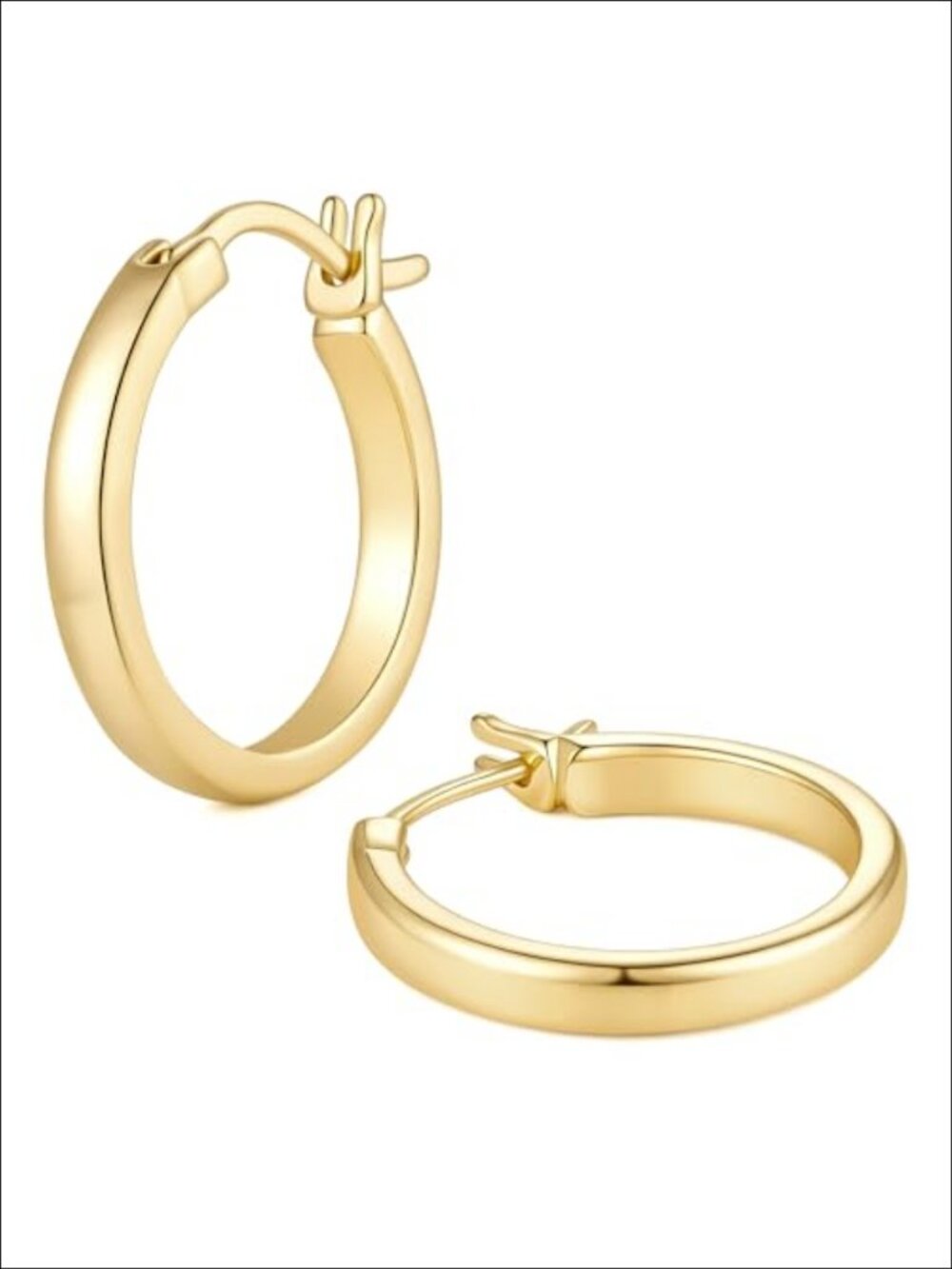 14K Gold Plated Hoop Earrings for Women Latch Back Gold Hoops
